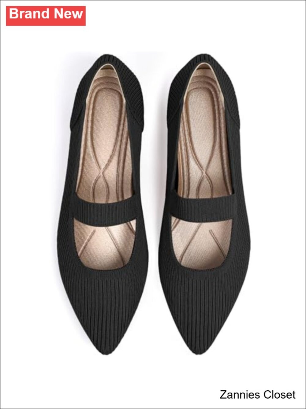 ✨ Women's Knit Mary Jane Flats Pointed Toe Washable Comfortable Dressy Shoes
